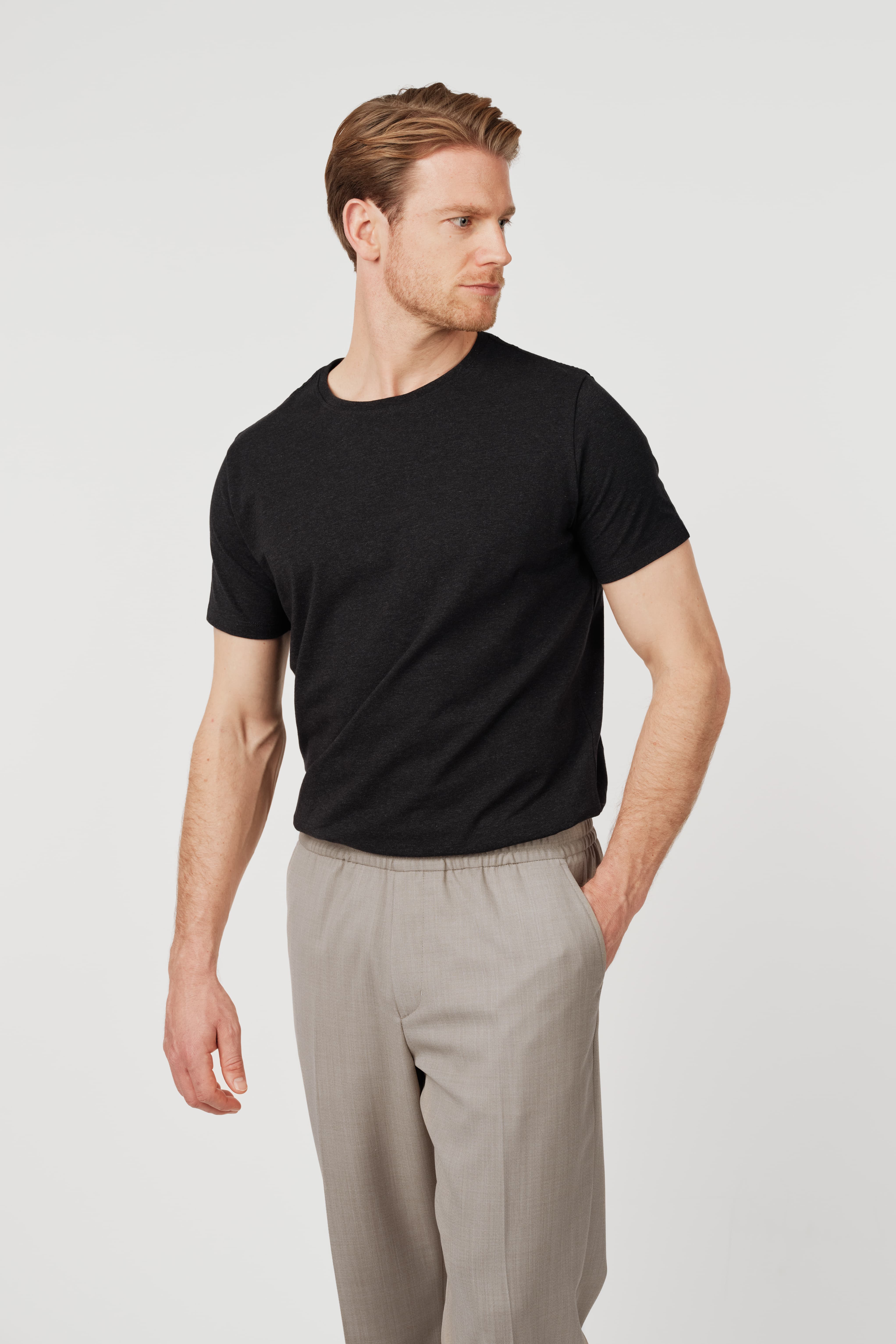 Pima Cotton Crew Neck T-Shirt Dark Charcoal