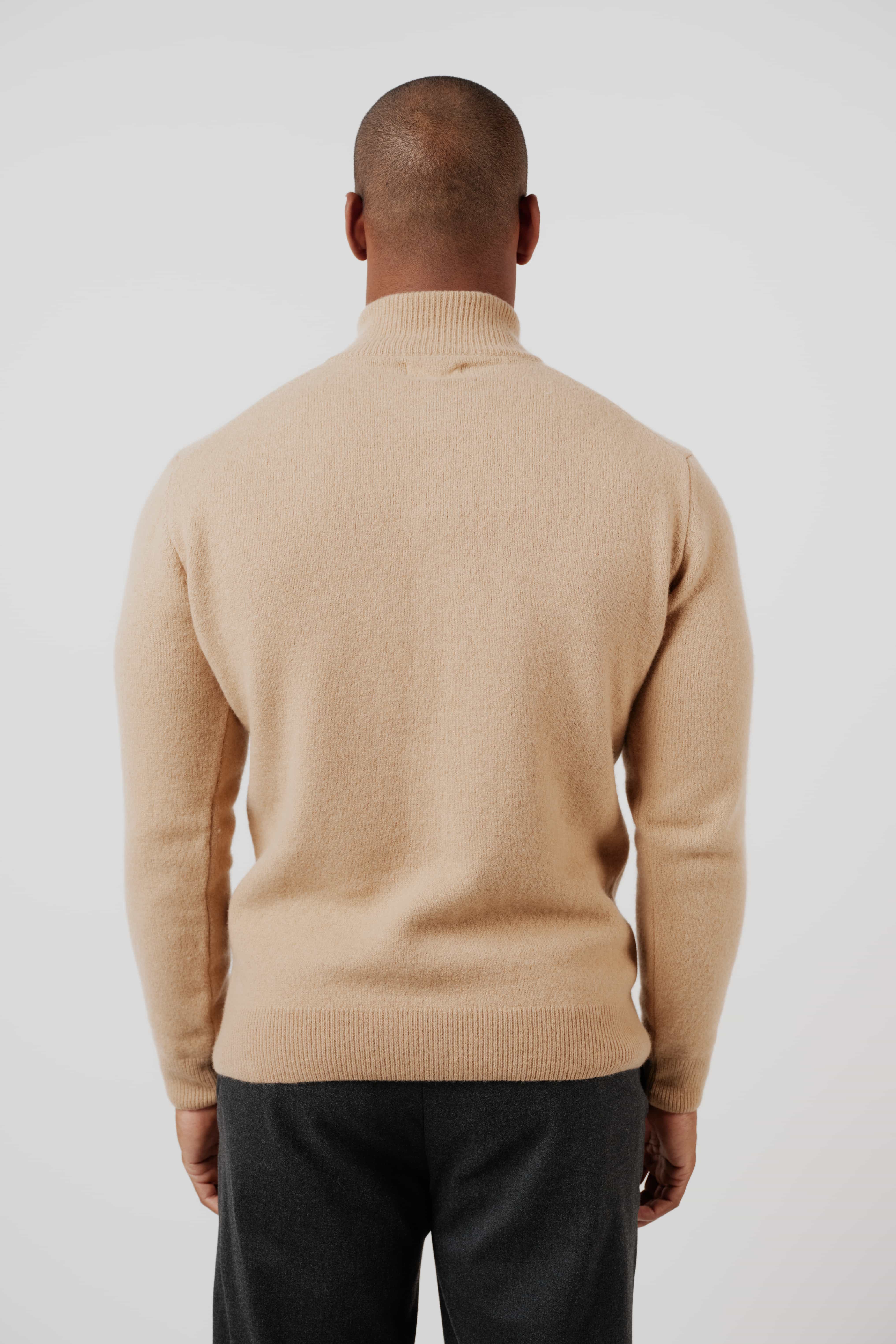 Merino Silk Cashmere Quarter-Zip Sweater Camel