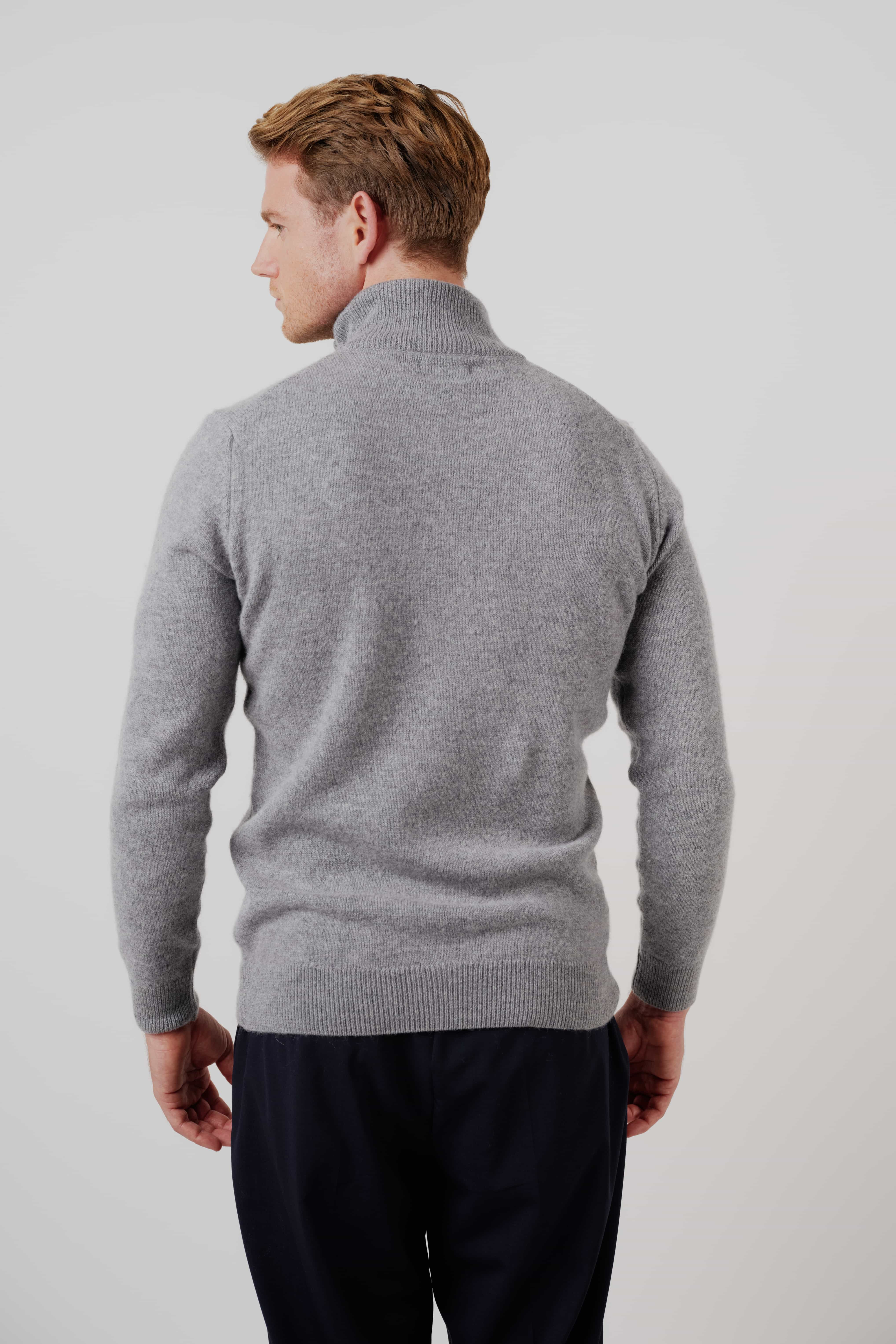 Merino Silk Cashmere Quarter-Zip Sweater Grey