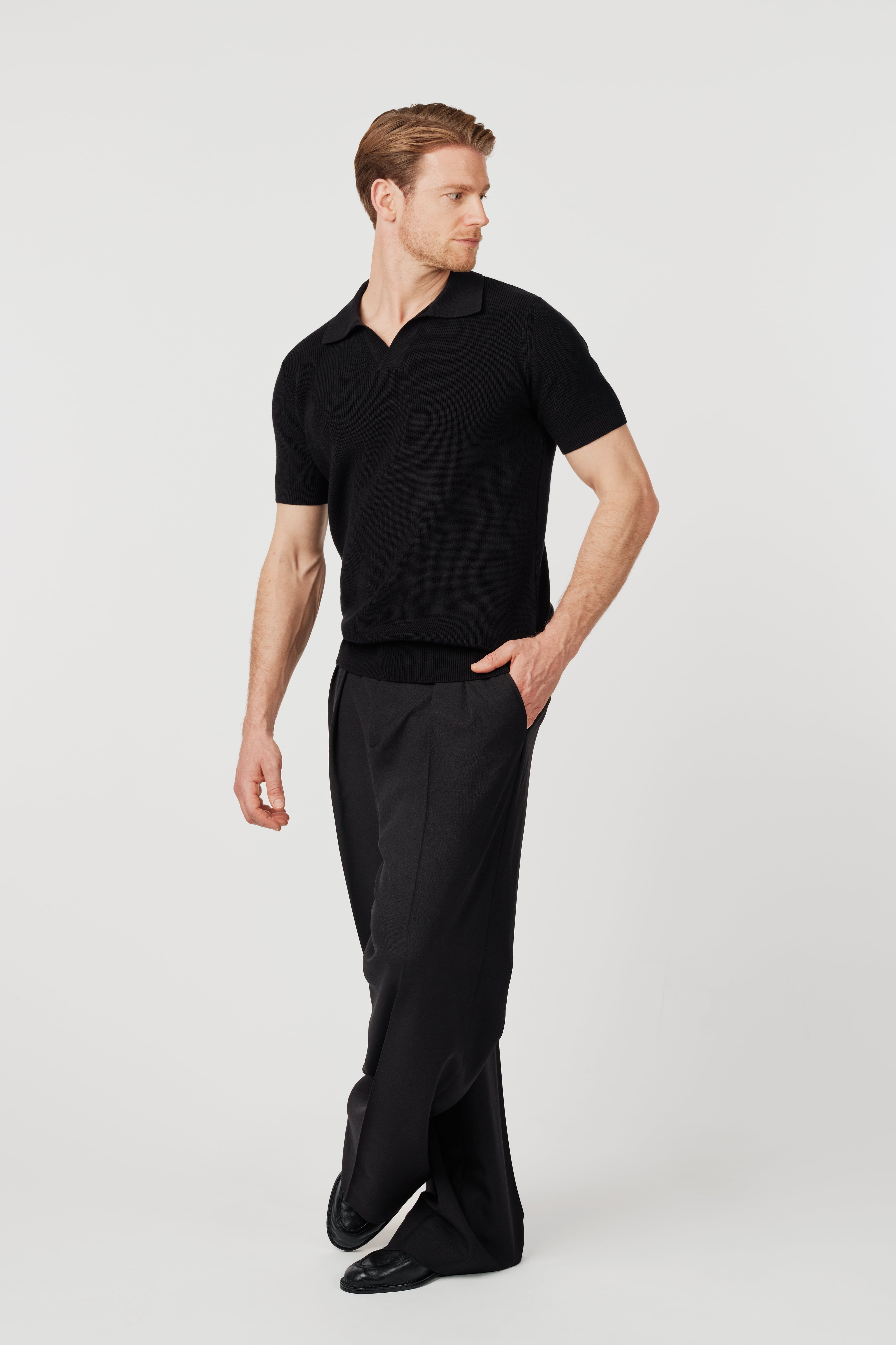 Organic Cotton Knit Polo Black