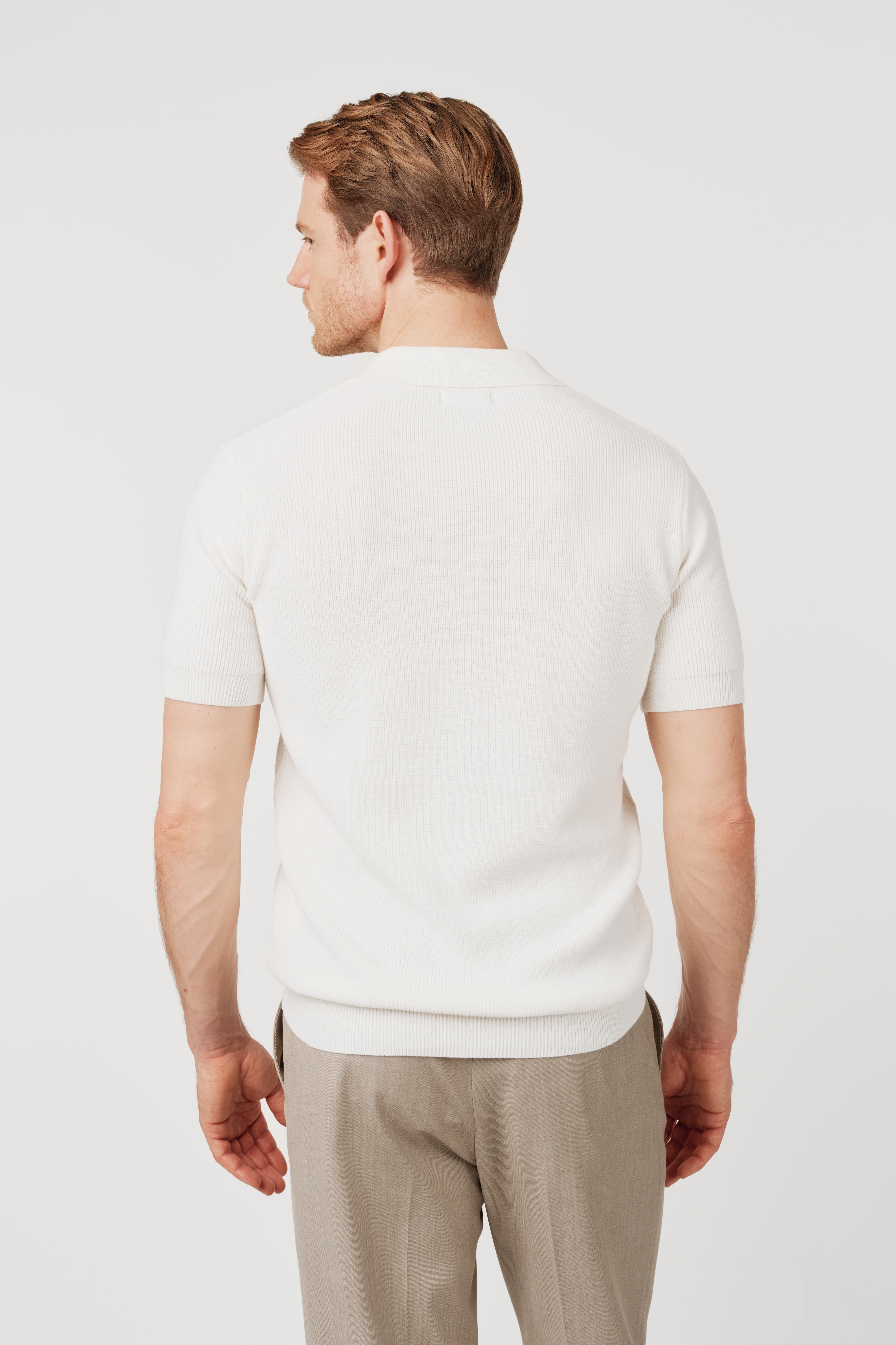 Organic Cotton Knit Polo Off-White