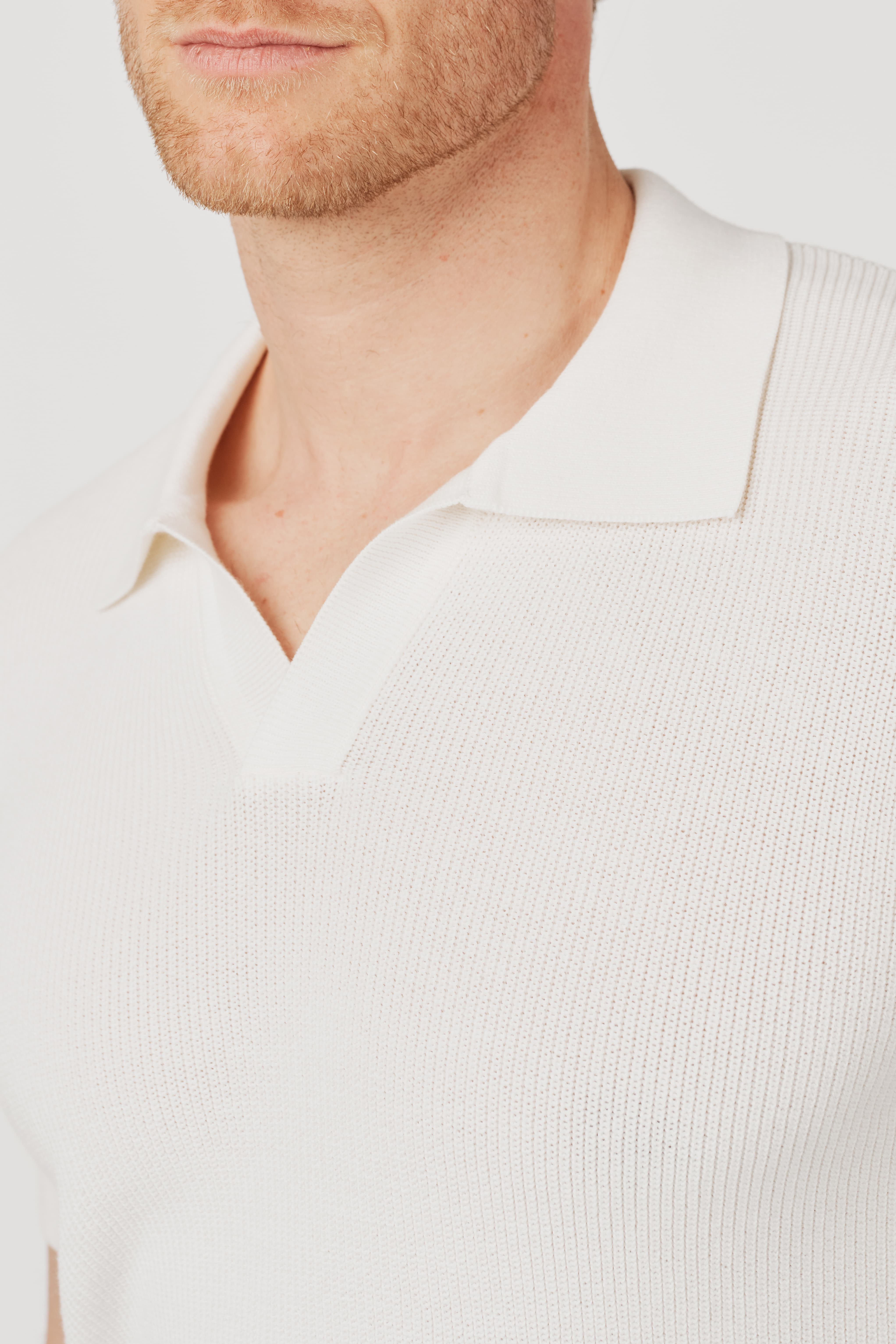 Organic Cotton Knit Polo Off-White