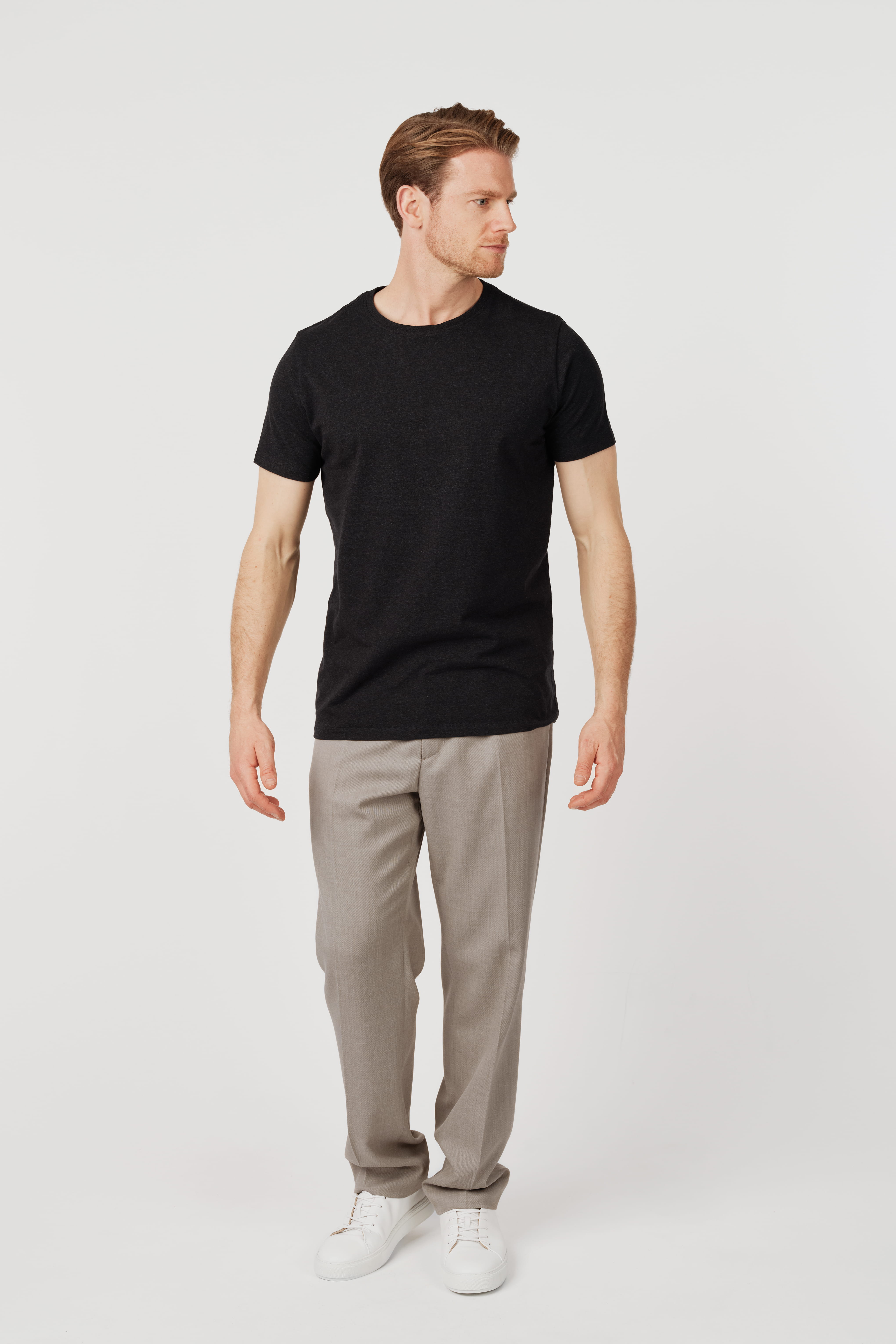 Pima Cotton Crew Neck T-Shirt Dark Charcoal