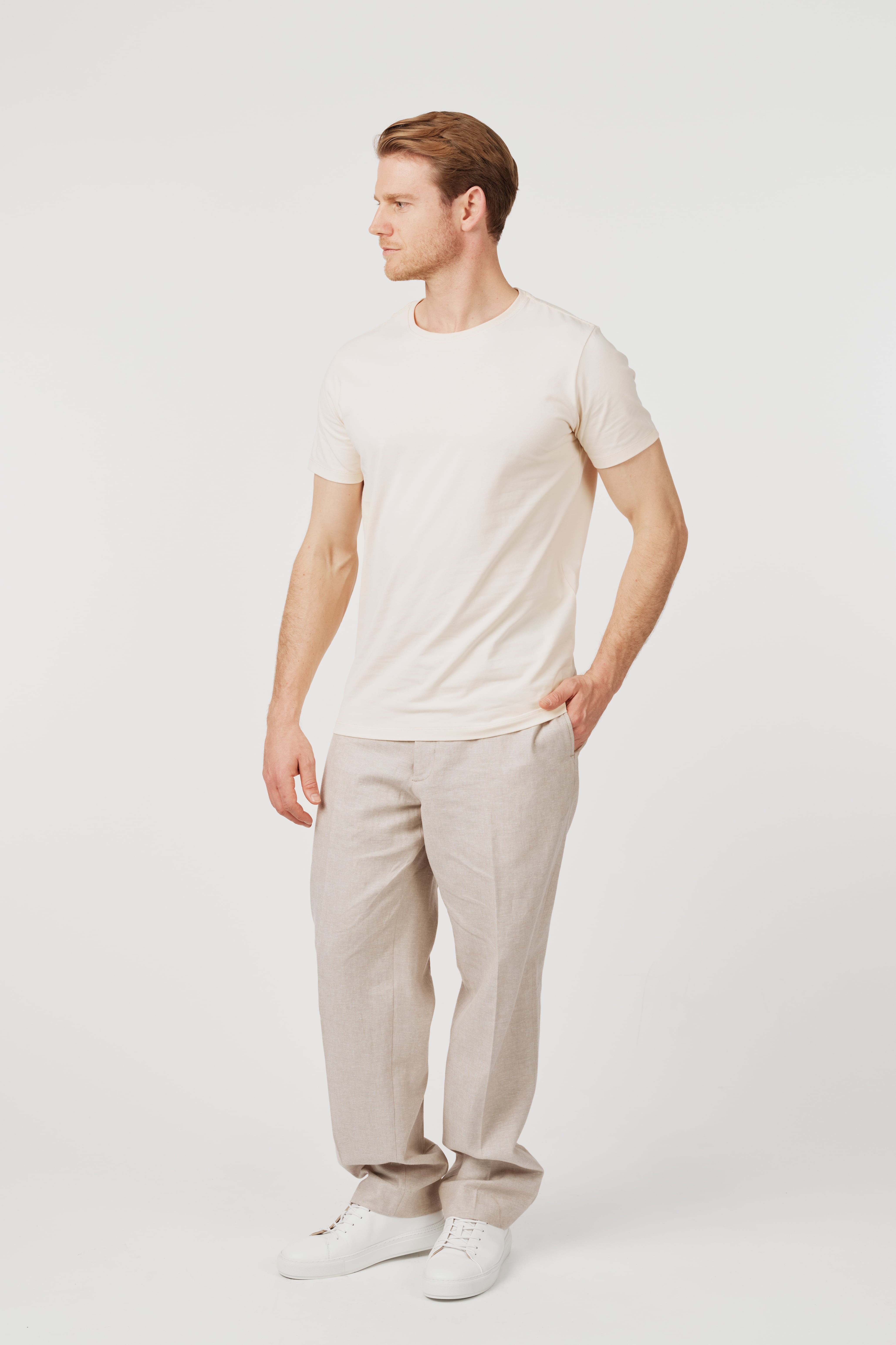Pima Cotton Crew Neck T-Shirt Ivory