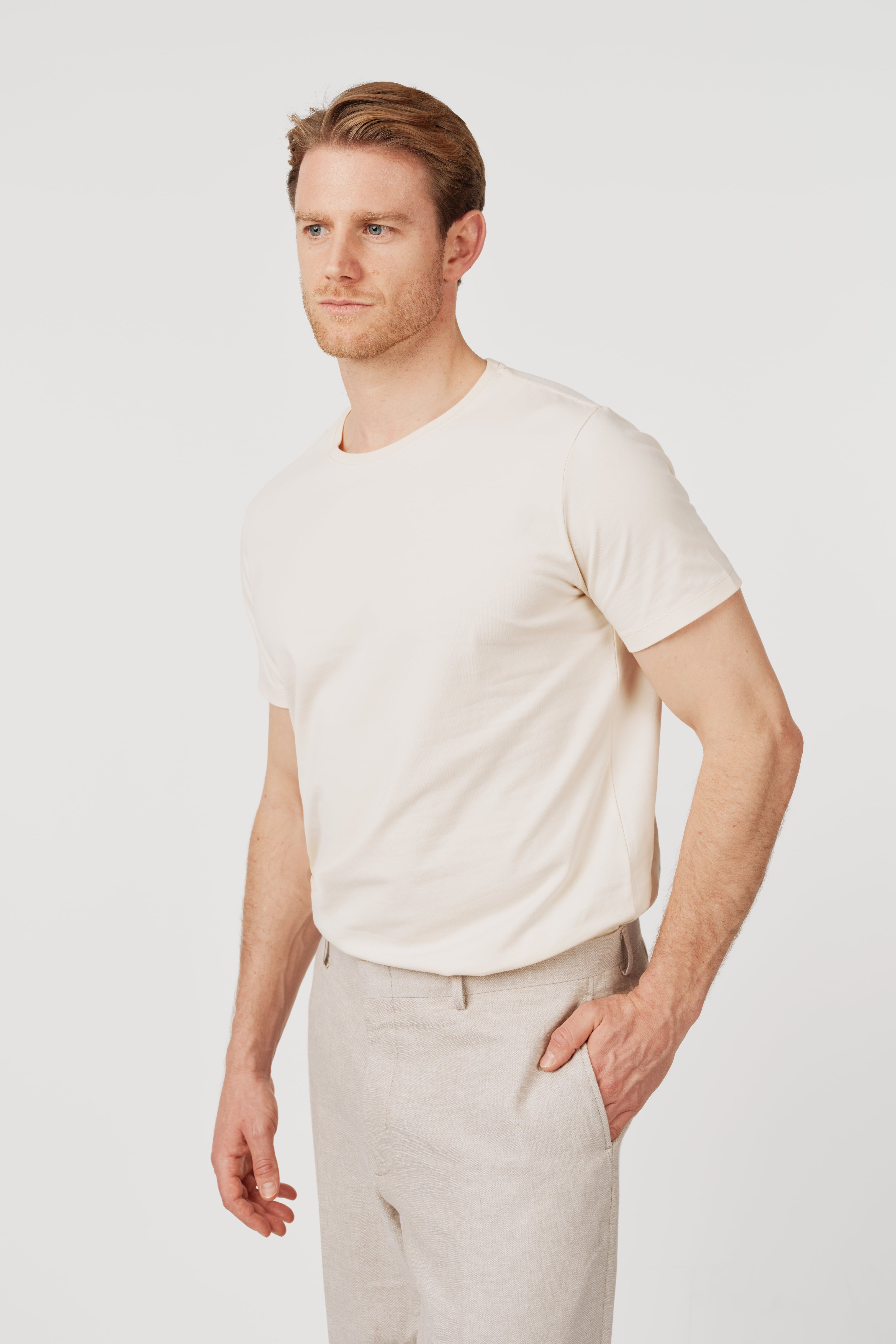 Pima Cotton Crew Neck T-Shirt Ivory