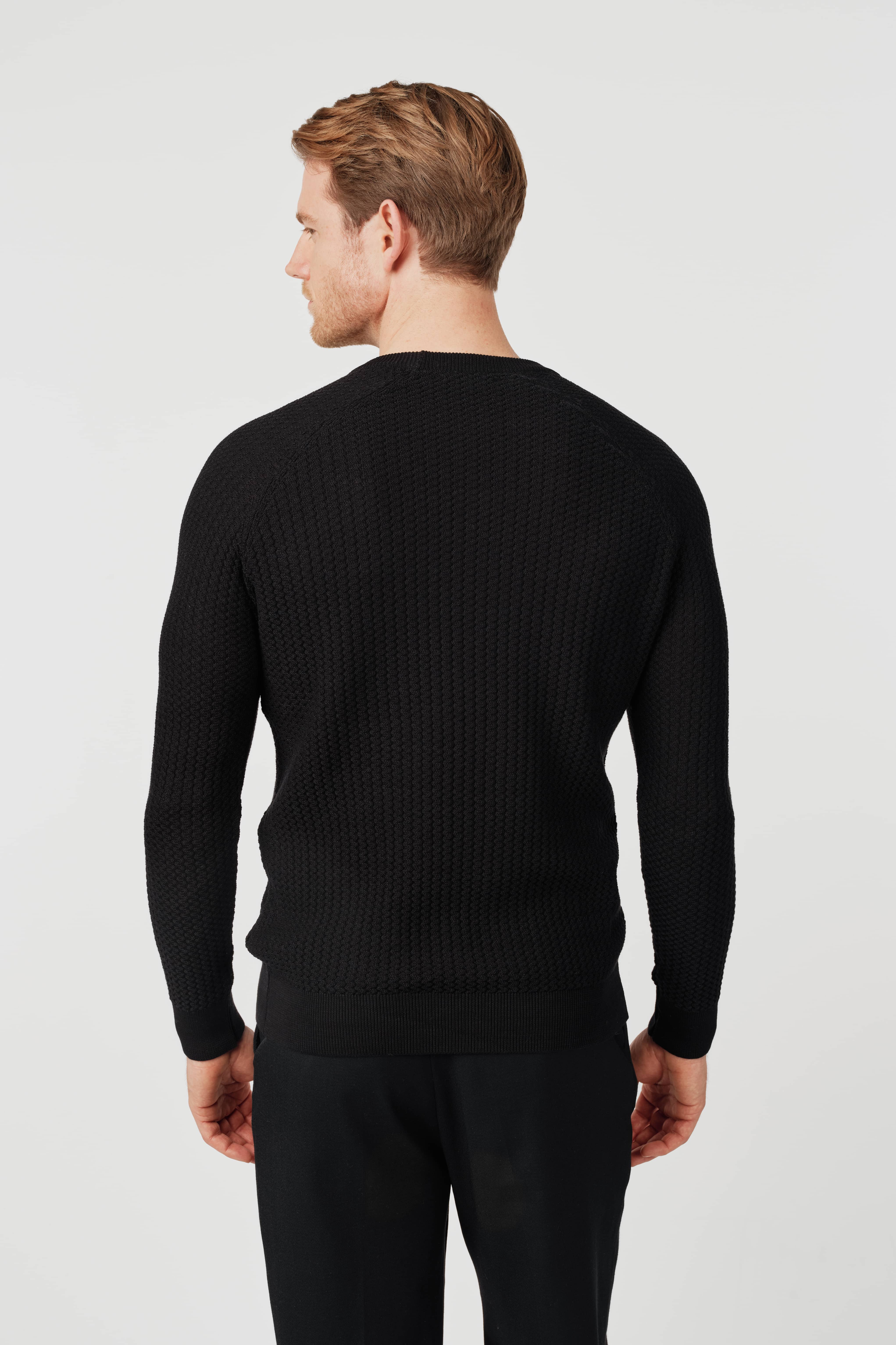 Pima Cotton Knit Sweater Black