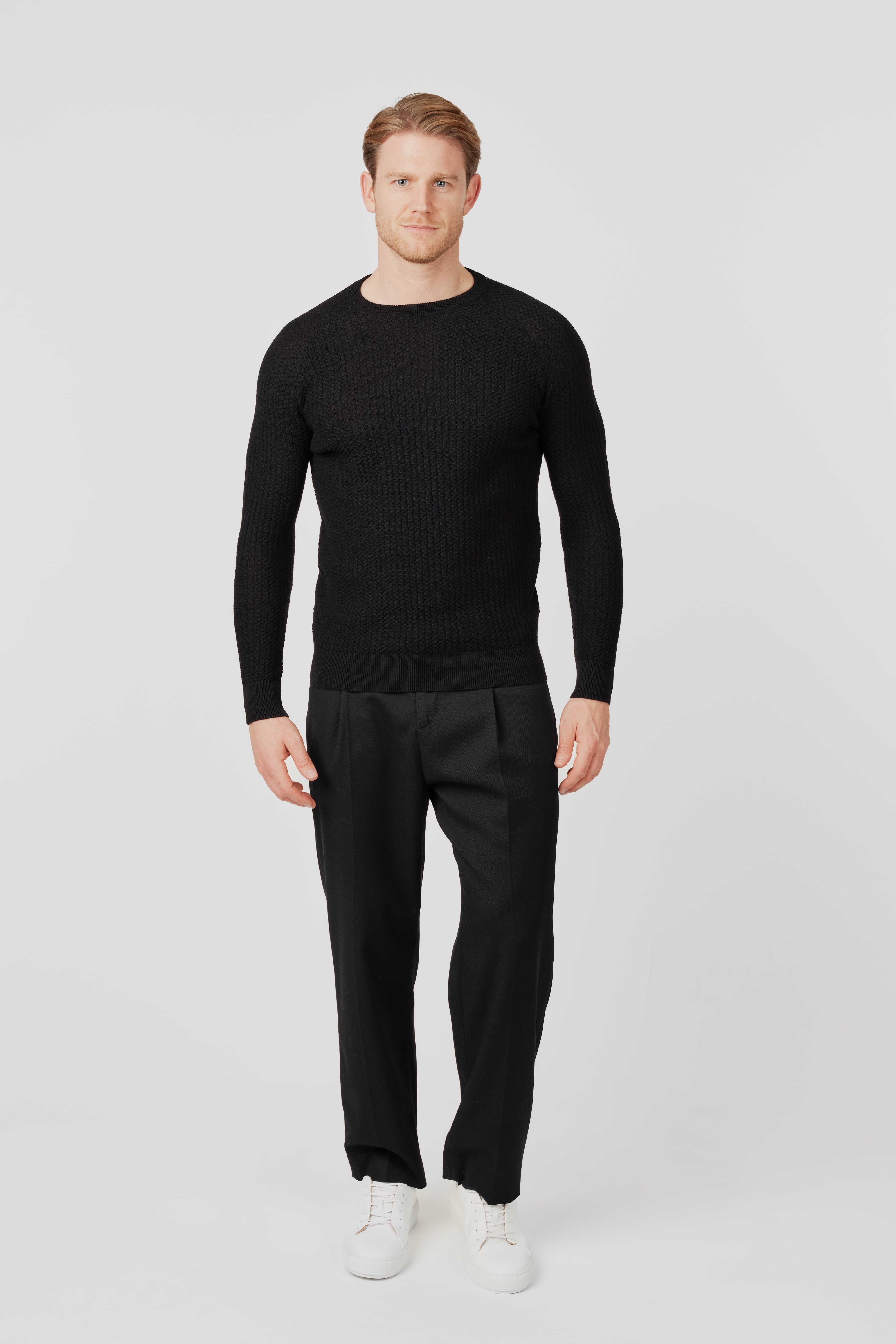 Pima Cotton Knit Sweater Black