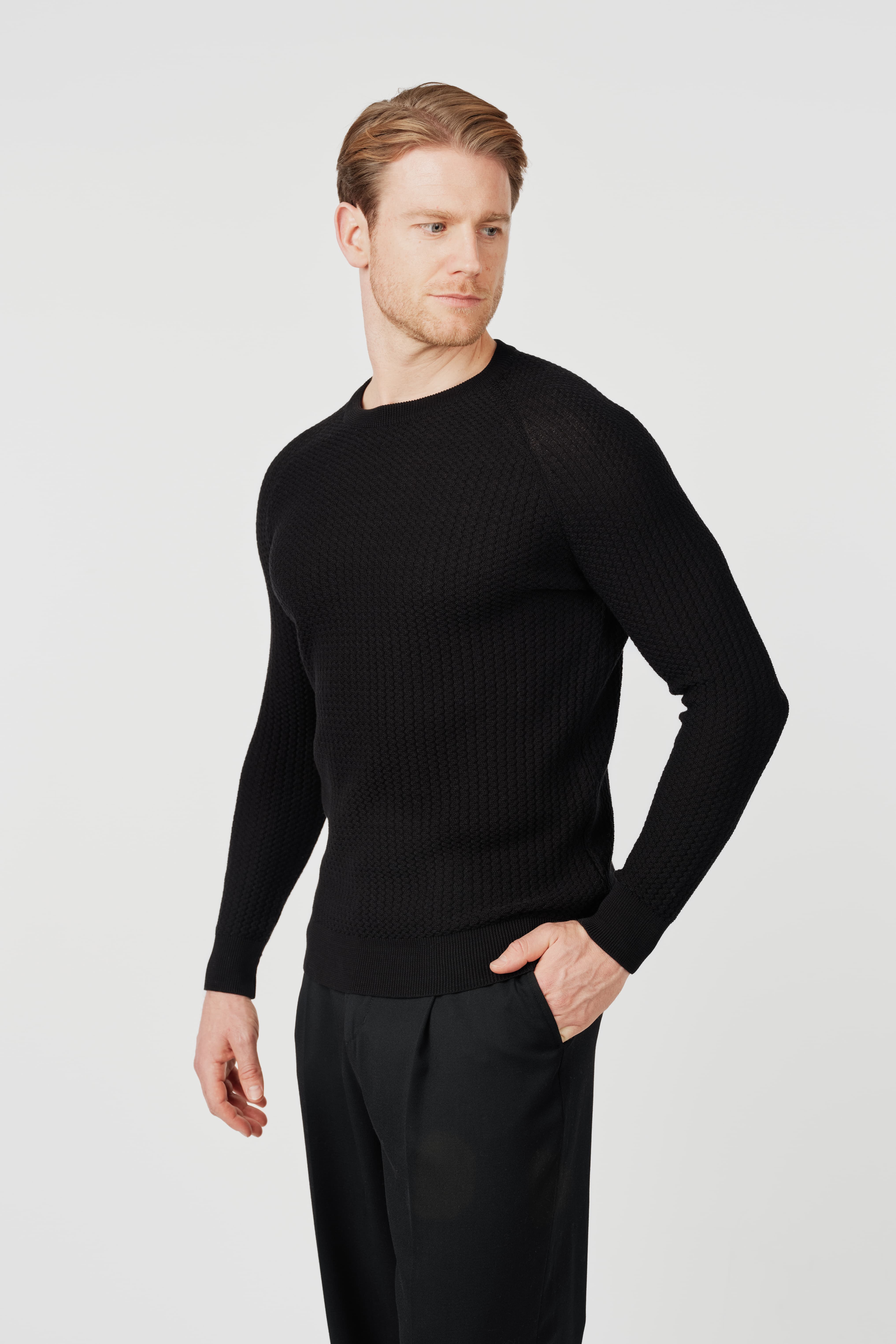 Pima Cotton Knit Sweater Black
