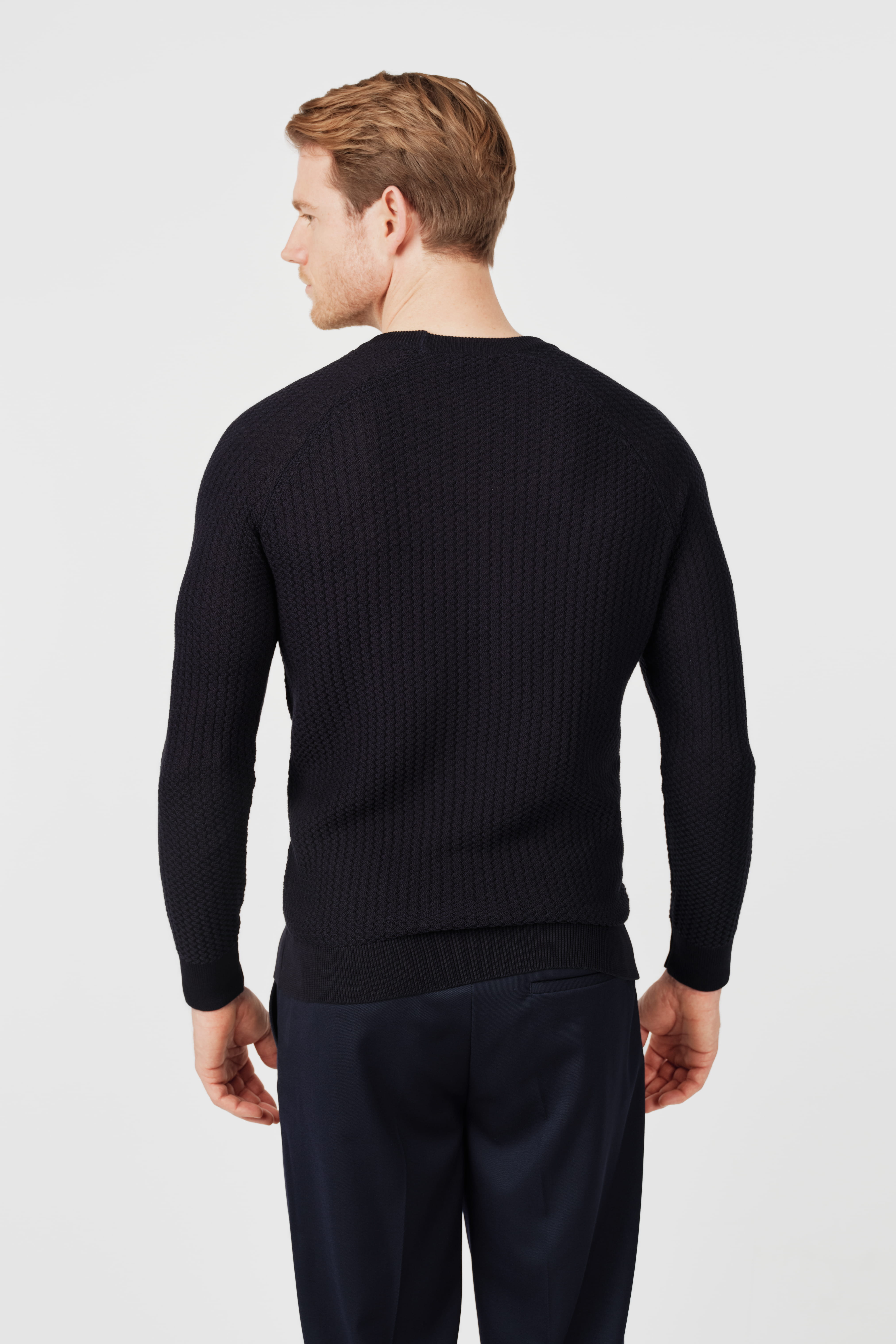 Pima Cotton Knit Sweater Dark Navy