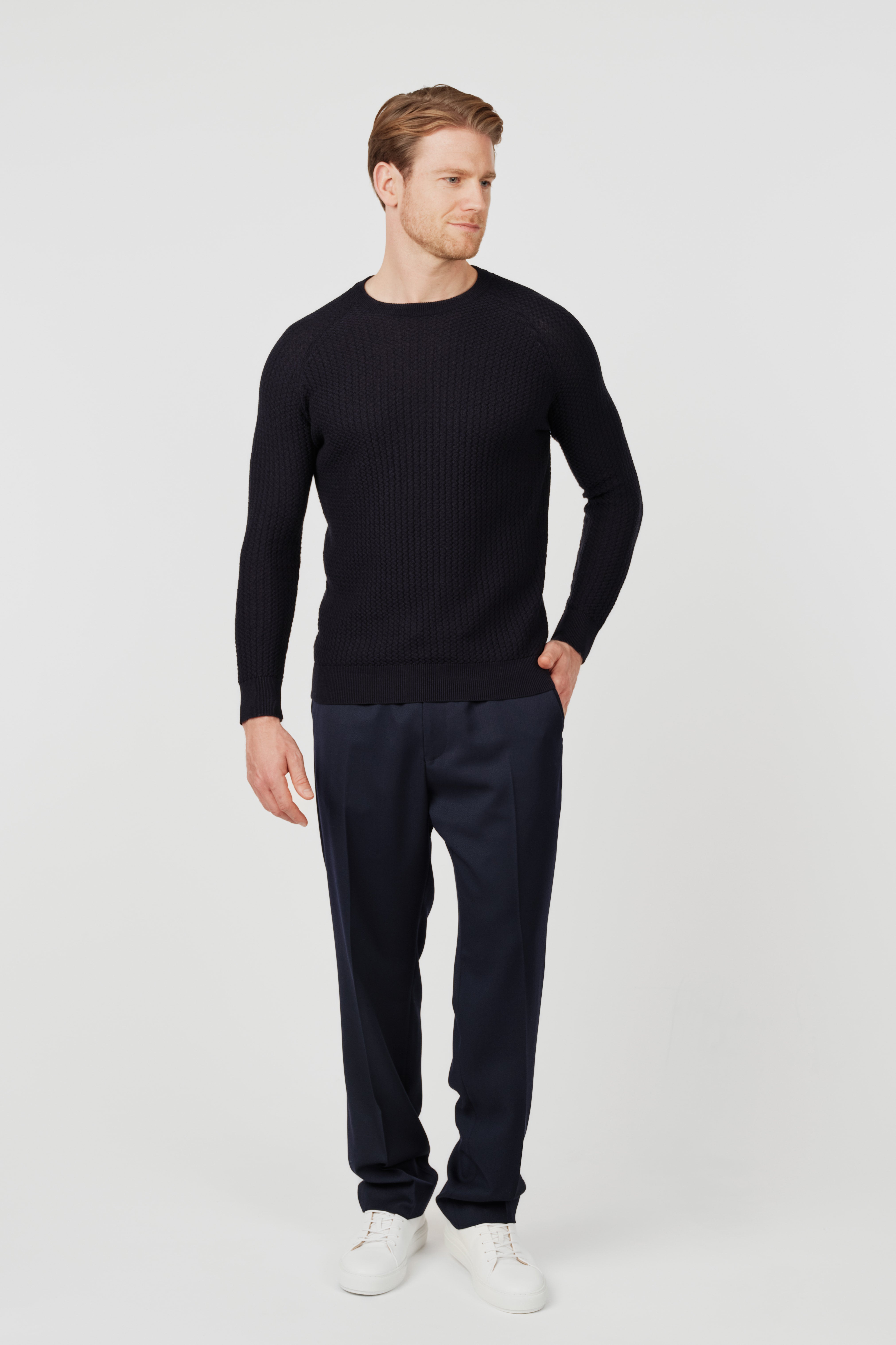 Pima Cotton Knit Sweater Dark Navy
