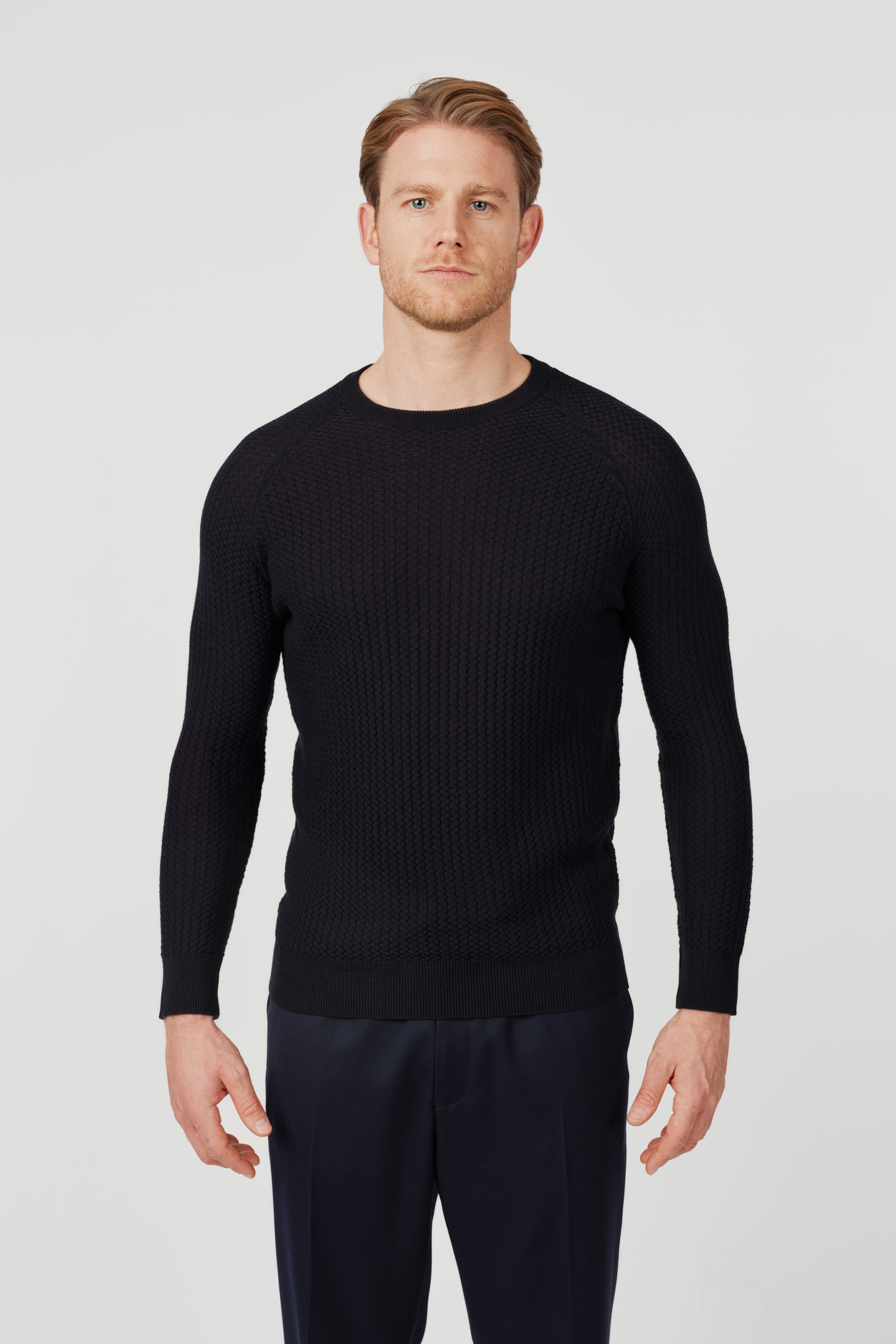 Pima Cotton Knit Sweater Dark Navy