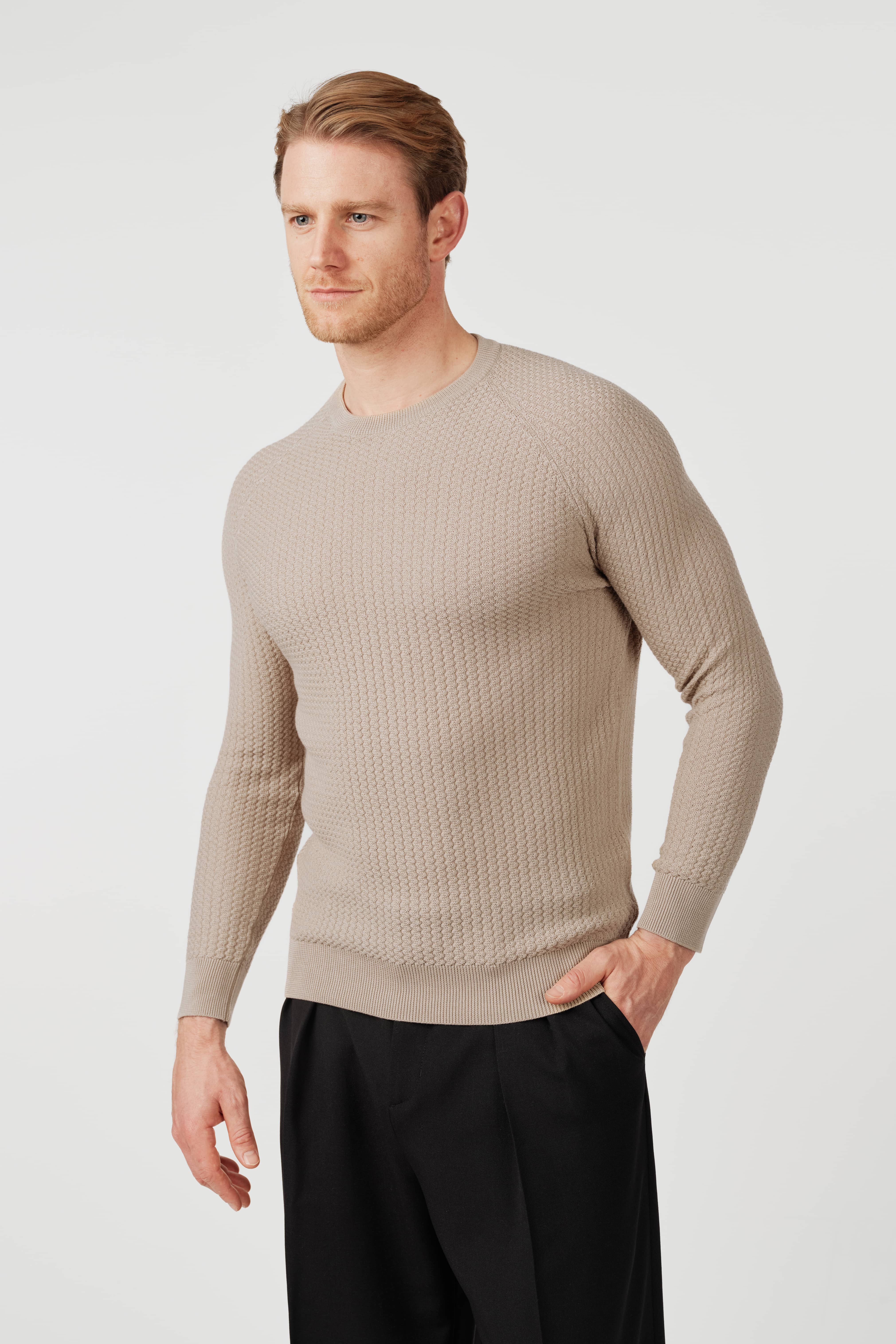 Pima Cotton Knit Sweater Sand