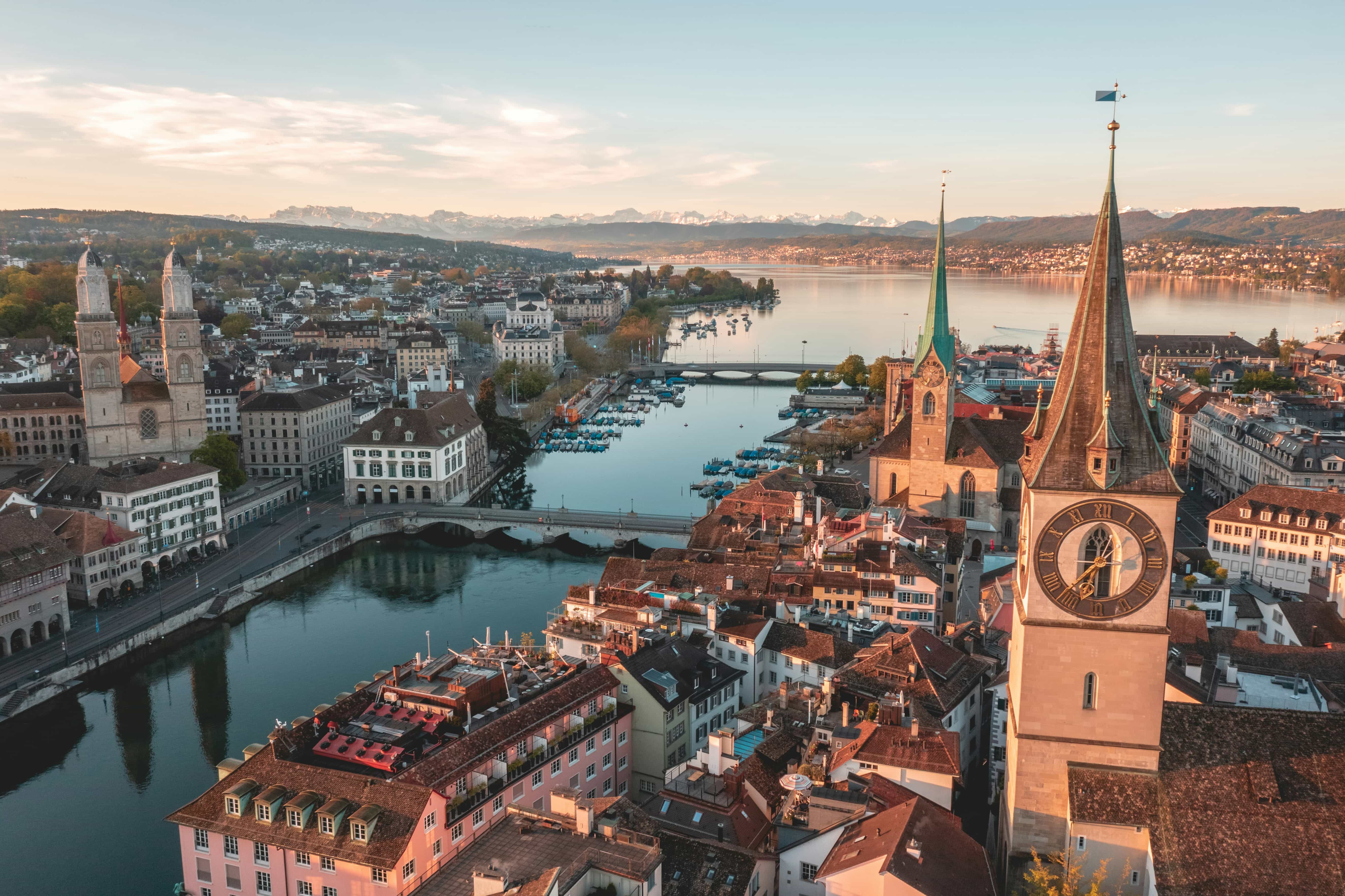 Scenic view of Zurich, Switzerland — home of Rbasics, a fashion brand inspired by Swiss precision and Scandinavian minimalism