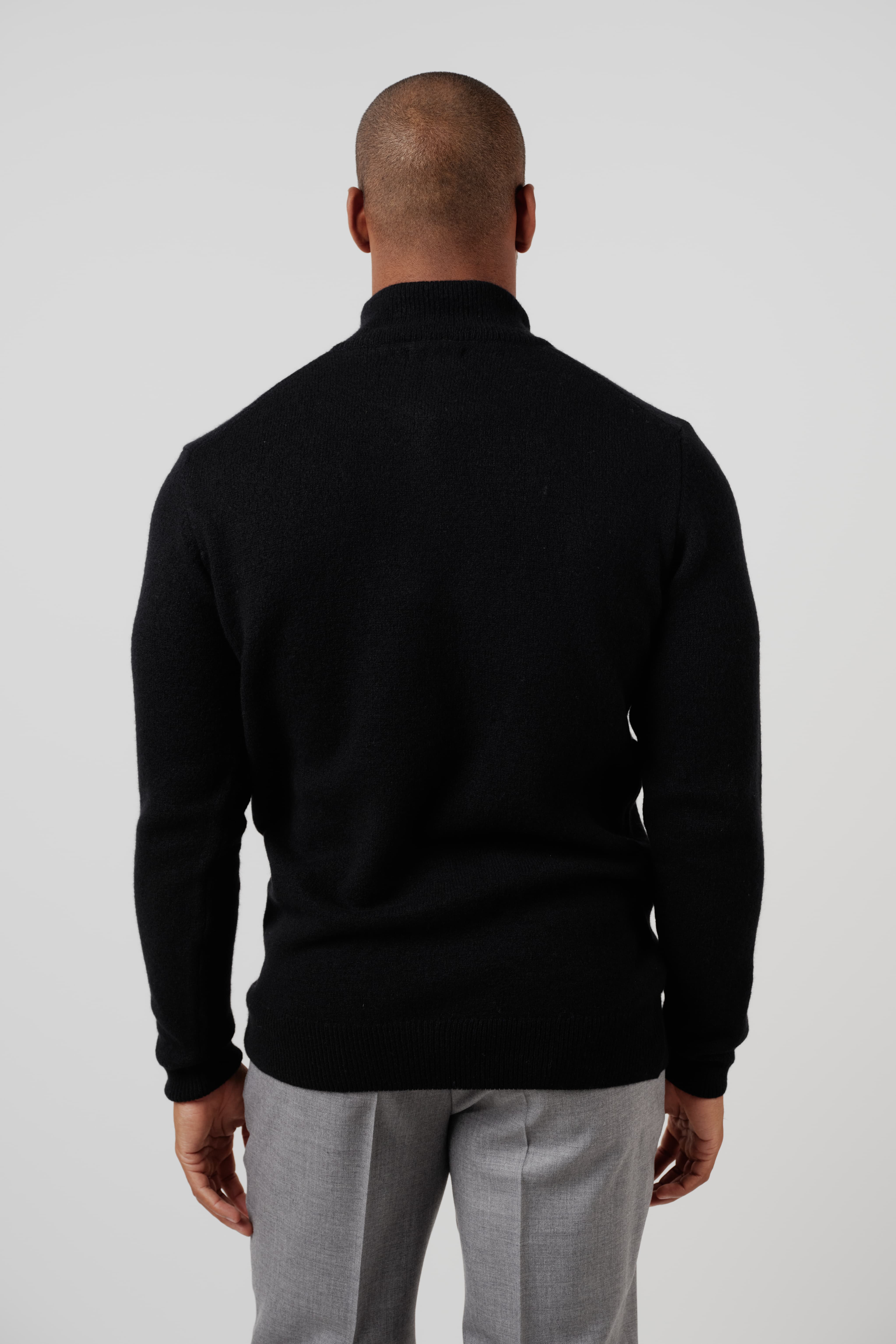 Merino Silk Cashmere Quarter-Zip Sweater Black