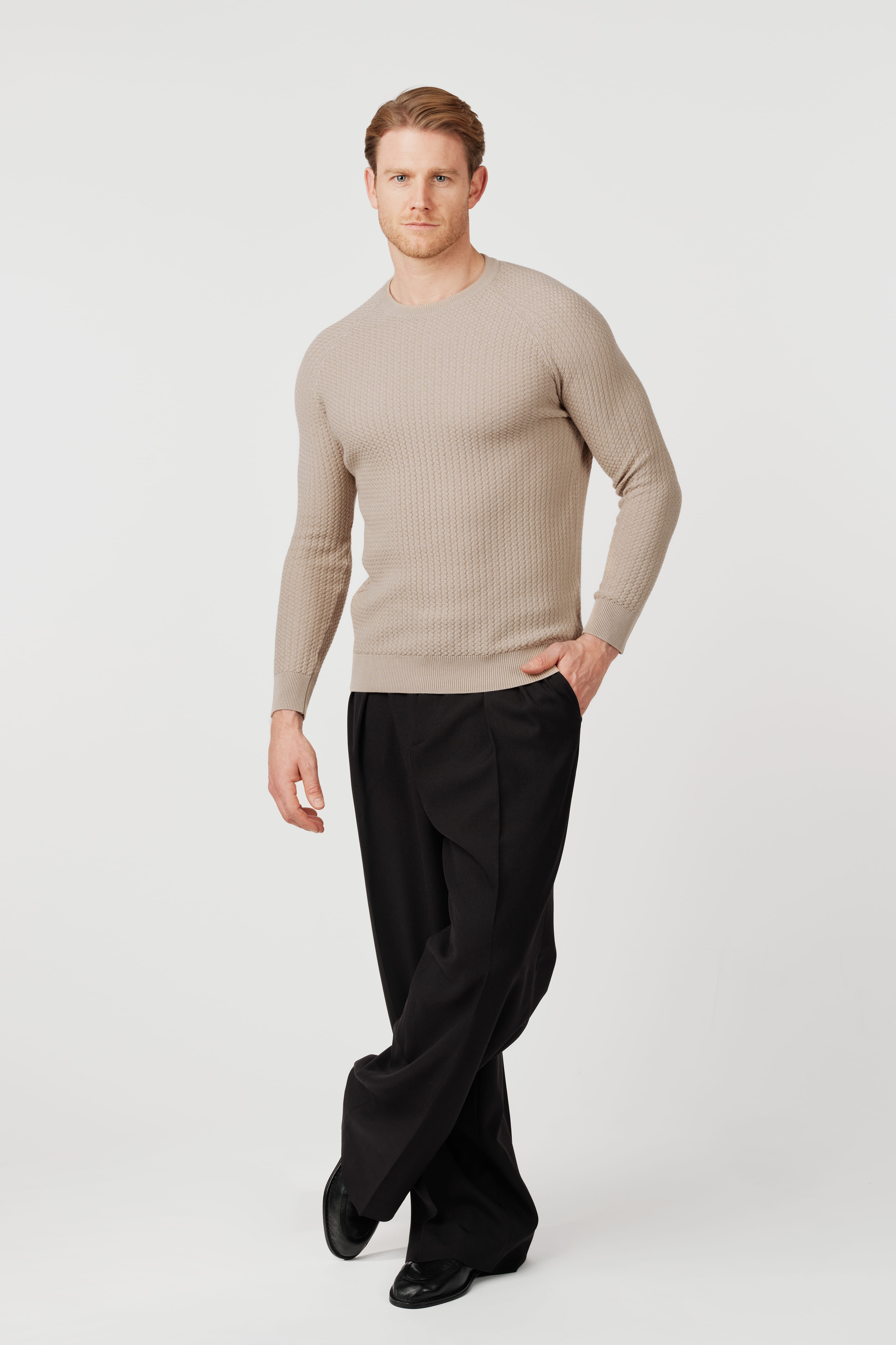 Pima Cotton Knit Sweater Sand